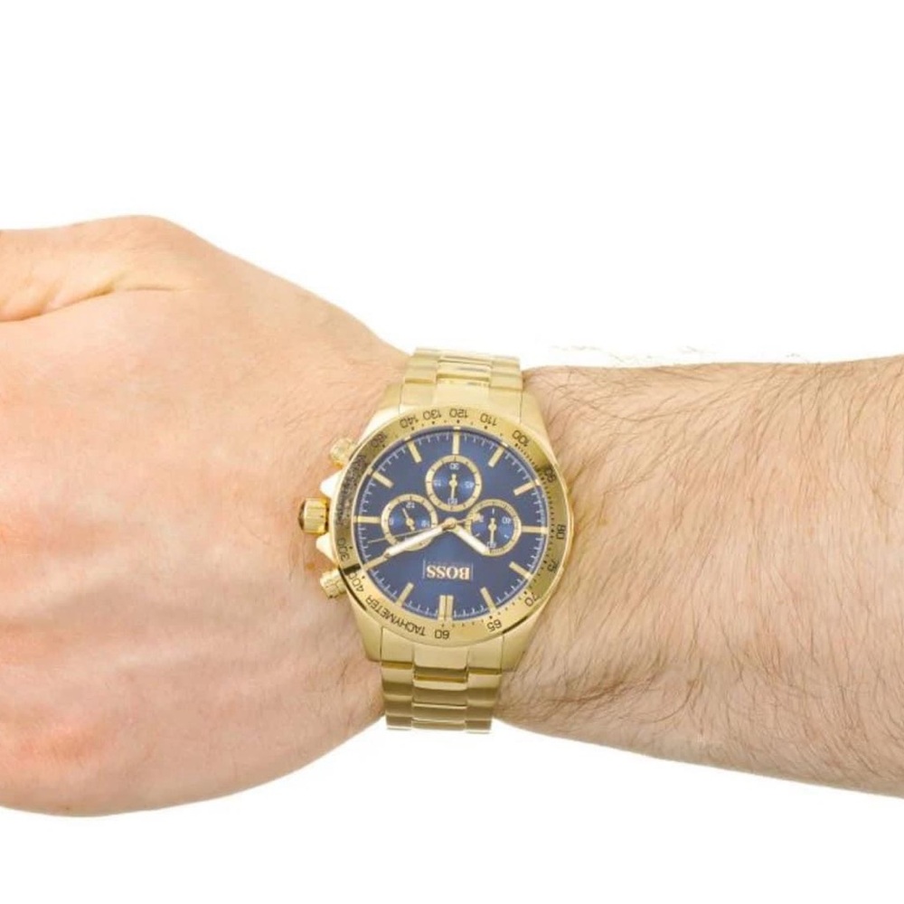 HB1513340 - Hugo Boss Men’s Ikon Chronograph Gold-Tone Blue Dial Watch - Picture 12 of 12